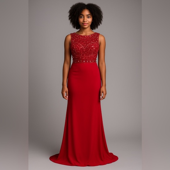 Sherri Hill Prom Dress Two Piece Beaded Red Sequin 6 - Picture 1 of 12